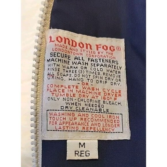 Vintage London Fog Mens Jacket Size Medium Zip Up Long Sleeve Khaki Brown Beige - Picture 11 of 13